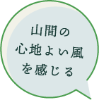 山間の心地よい風を感じる